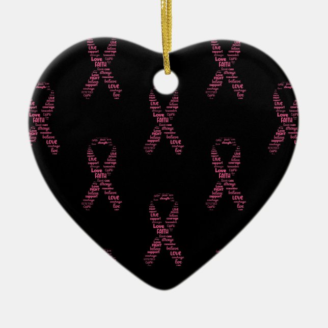 Breast Cancer Awareness Ceramic Ornament (Front)