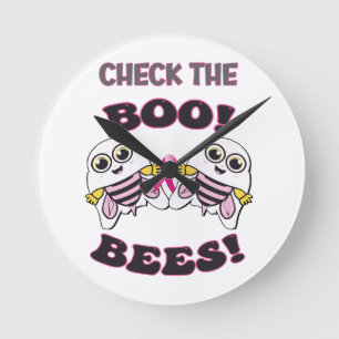 Breast Cancer Awareness Check The Boo-Bees Round Clock