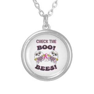 Breast Cancer Awareness Check The Boo-Bees Silver Plated Necklace