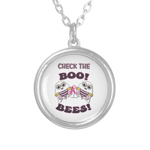 Breast Cancer Awareness Check The Boo_Bees Silver Plated Necklace