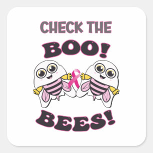 Breast Cancer Awareness Check The Boo-Bees Square Sticker