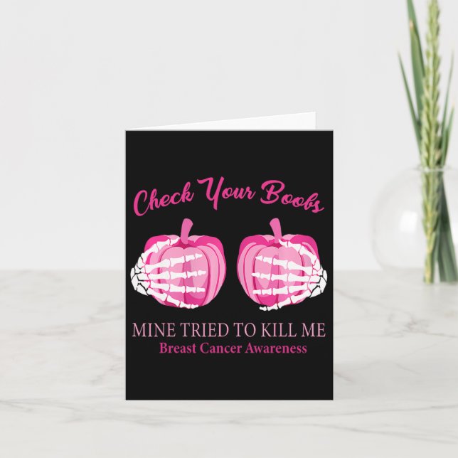 Breast Cancer Awareness Check Your Breast Skeleton Card (Front)