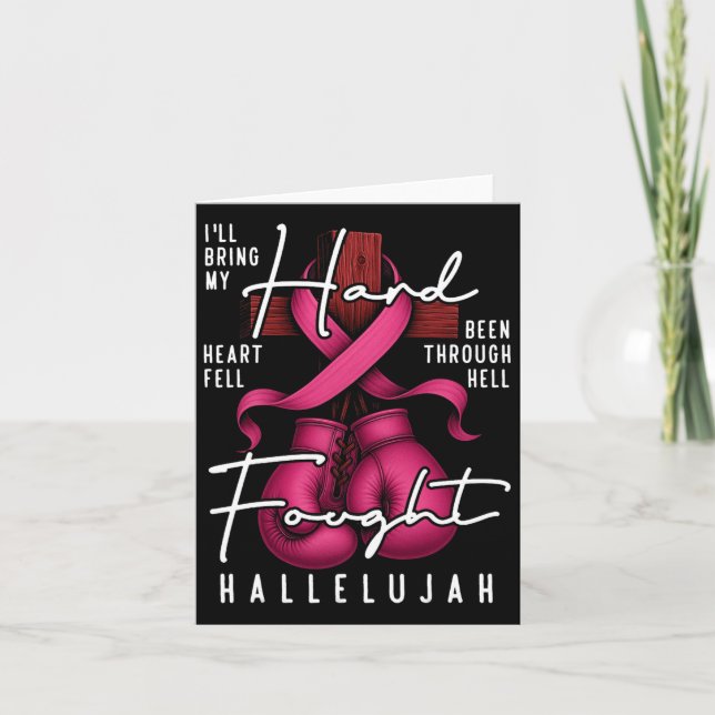 Breast Cancer Awareness Christian Hard Fought Hall Card (Front)