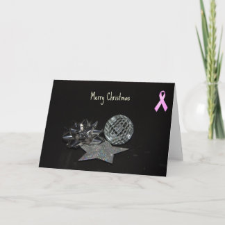 Breast Cancer Awareness Christmas greeting card. Holiday Card