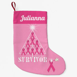 Breast Cancer Awareness Christmas Pink Ribbon Tree Small Christmas Stocking