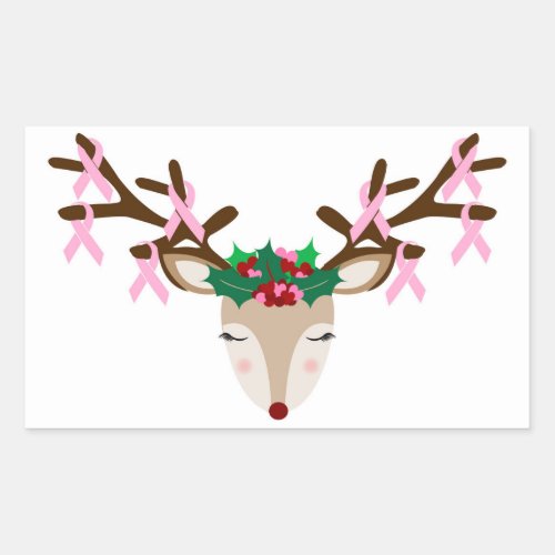 Breast Cancer Awareness Christmas Stickers Reindee