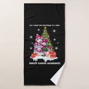 Breast Cancer Awareness Christmas Tree Bath Towel