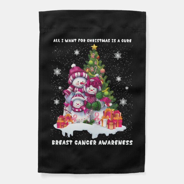 Breast Cancer Awareness Christmas Tree Garden Flag (Front)