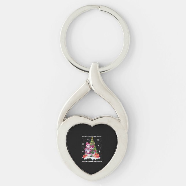 Breast Cancer Awareness Christmas Tree Keychain (Front)