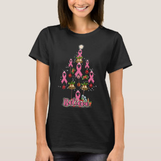 Breast Cancer Awareness Christmas Tree Pink Ribbon T-Shirt