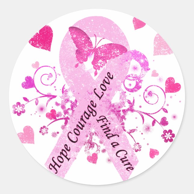 Breast Cancer Awareness Classic Round Sticker (Front)