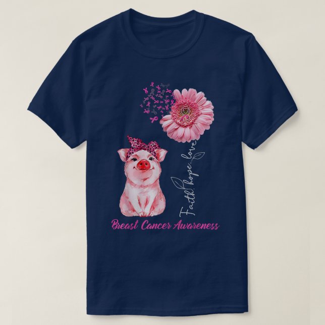 Breast Cancer Awareness Costume Daisy Ribbon Gifts T-Shirt (Design Front)