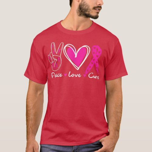 Breast Cancer Awareness Costume Pink Peace Love Cu T_Shirt