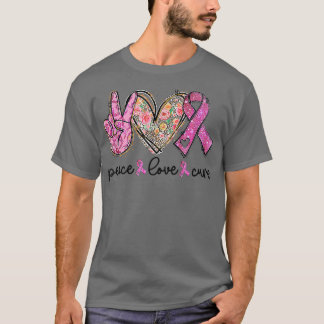 Breast Cancer Awareness Costume Pink Peace Love Cu T-Shirt