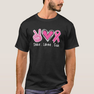 Breast Cancer Awareness Costume Pink Peace Love Cu T-Shirt