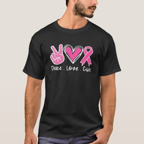 Breast Cancer Awareness Costume Pink Peace Love Cu T_Shirt
