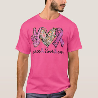 Breast Cancer Awareness Costume Pink Peace Love Cu T-Shirt
