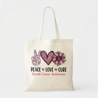 Breast Cancer Awareness Costume Pink Peace Love Cu Tote Bag