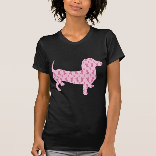 Breast Cancer Awareness Dachshund T-Shirt (Front)