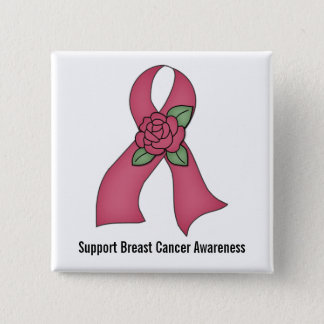 Breast Cancer Awareness (dark pink rose) Button