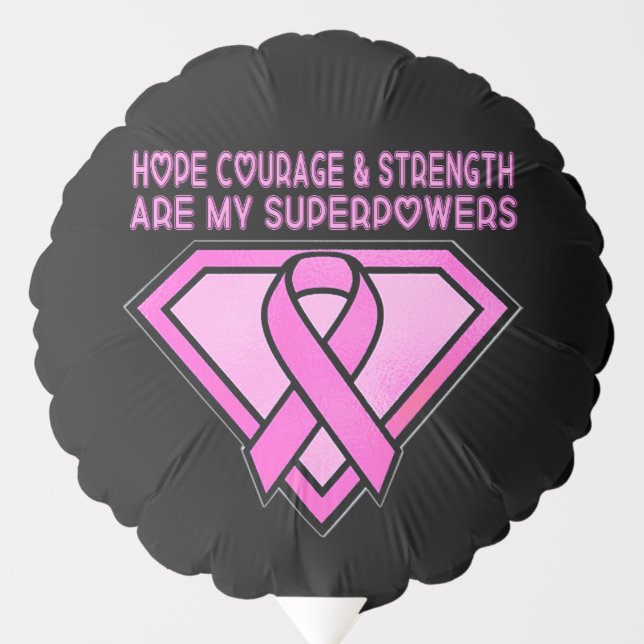 Breast Cancer Awareness Diamond Logo Black Balloon (Front)