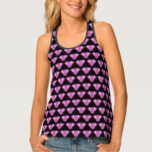 Breast Cancer Awareness Diamond Logo Black Tank Top