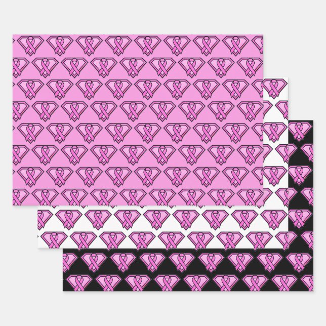 Breast Cancer Awareness Diamond Logo Collection Wrapping Paper Sheets (Set)
