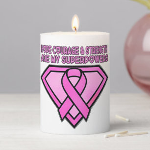 Breast Cancer Awareness Diamond Logo Pillar Candle