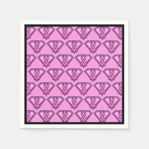 Breast Cancer Awareness Diamond Logo Pink Napkins