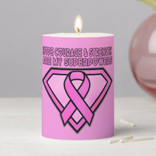 Breast Cancer Awareness Diamond Logo Pink Pillar Candle