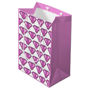 Breast Cancer Awareness Diamond Logo White Medium Gift Bag