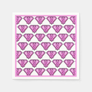 Breast Cancer Awareness Diamond Logo White Napkins