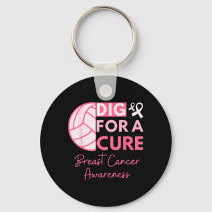Breast Cancer Awareness Dig For A Volleyball Pink Keychain