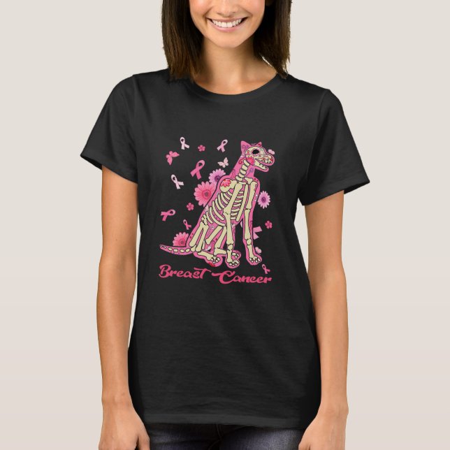 Breast Cancer Awareness Doberman Sugar Skull T-Shirt (Front)