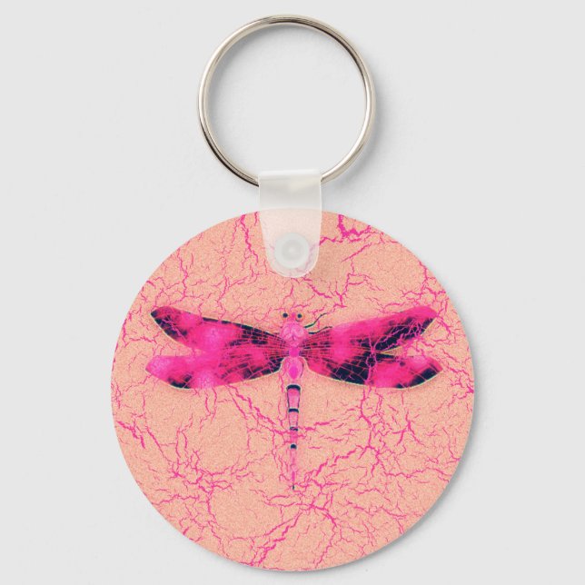 Breast Cancer Awareness Dragonfly Keychain (Front)