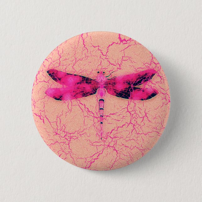 Breast Cancer Awareness Dragonfly Pinback Button (Front)