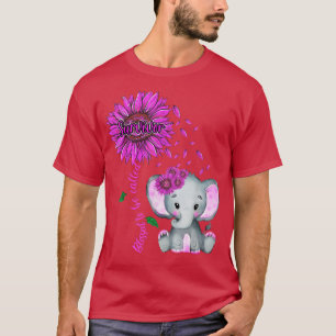 Breast Cancer Awareness Elephant Sunflower Pink  T-Shirt
