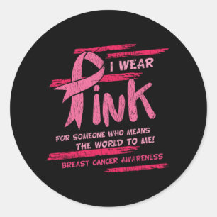 Breast Cancer Awareness Family Friends Support Classic Round Sticker