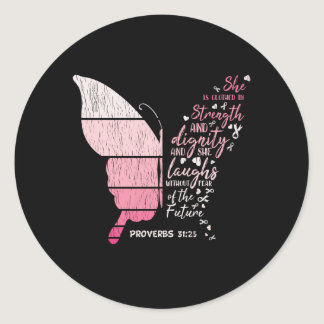 Breast Cancer Awareness Family Matching Butterfly Classic Round Sticker