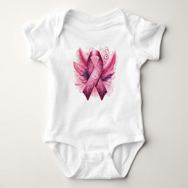 BREAST CANCER AWARENESS feathers Baby Bodysuit (Front)