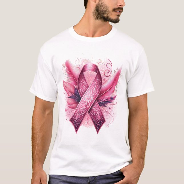 BREAST CANCER AWARENESS Feathers T-Shirt (Front)