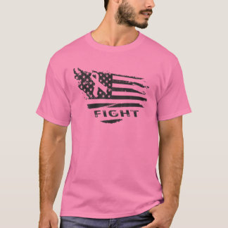 Breast Cancer Awareness FIGHT American Flag Pink R T-Shirt