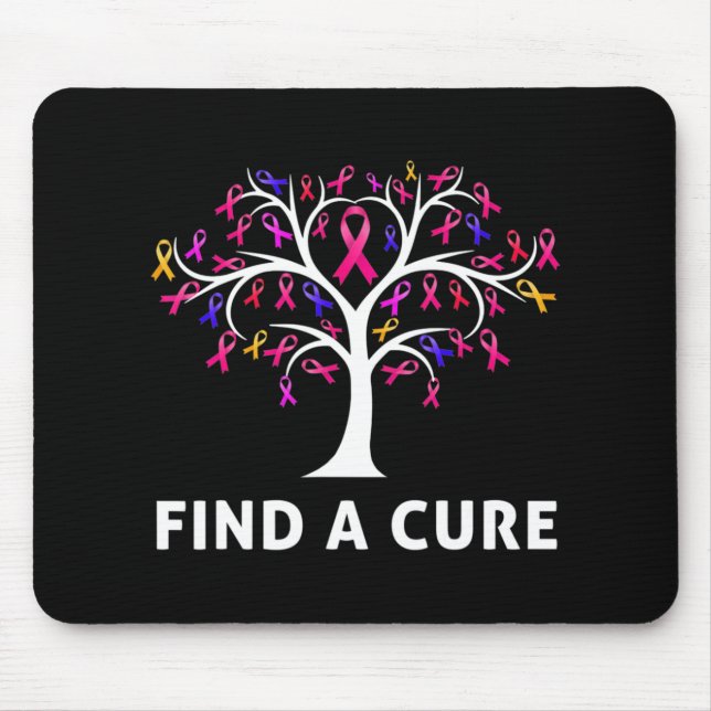 Breast Cancer Awareness Fight Find A Cure Tree Rib Mouse Pad (Front)