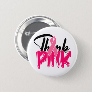 Breast Cancer Awareness Fighter Pink Ribbon Button