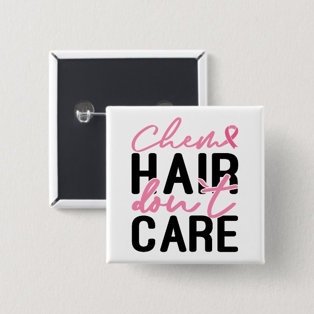 Breast Cancer Awareness Fighter Pink Ribbon Chemo Button (Front & Back)