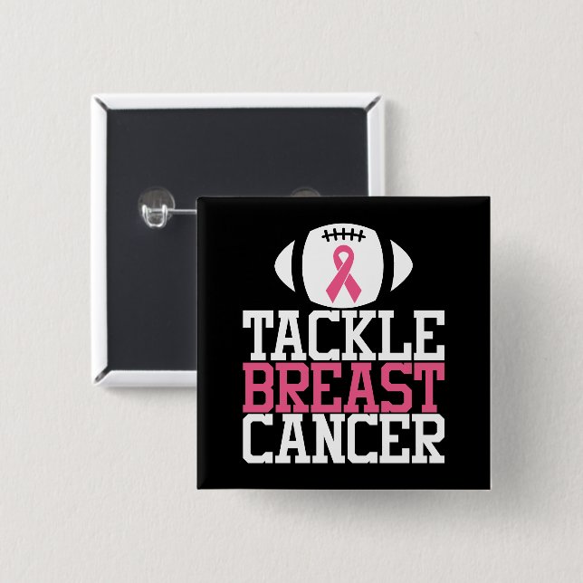 Breast Cancer Awareness Fighter Pink Ribbon Faith Button (Front & Back)