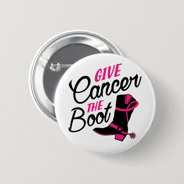 Breast Cancer Awareness Fighter Pink Ribbon Faith Button (Front & Back)