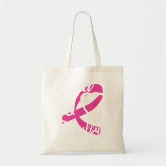 Breast Cancer Awareness Flat & Fabulous Pink Ribbo Tote Bag