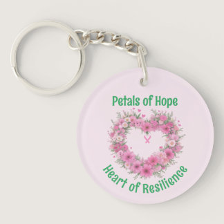 Breast Cancer Awareness Floral Heart Acrylic Keychain