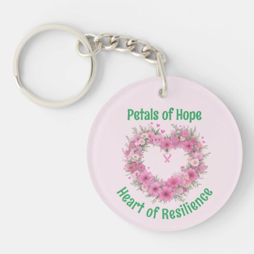 Breast Cancer Awareness Floral Heart Acrylic Keychain